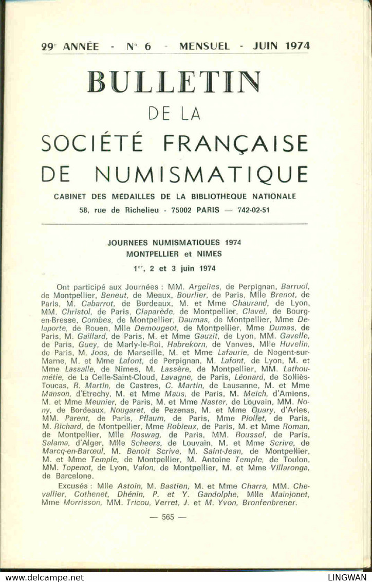 Bulletin De La Société Française De Numismatique No 6 - Books & Software