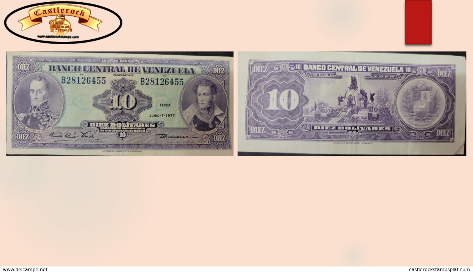 O) 1977 VENEZUELA, 10 BOLIVARES, AMERICAN BANK NOTE, BANKNOTE, PAPER MONEY, SIMON BOLIVAR, MARISCAL SUCRE, WITH FOLD, FI - Other - America