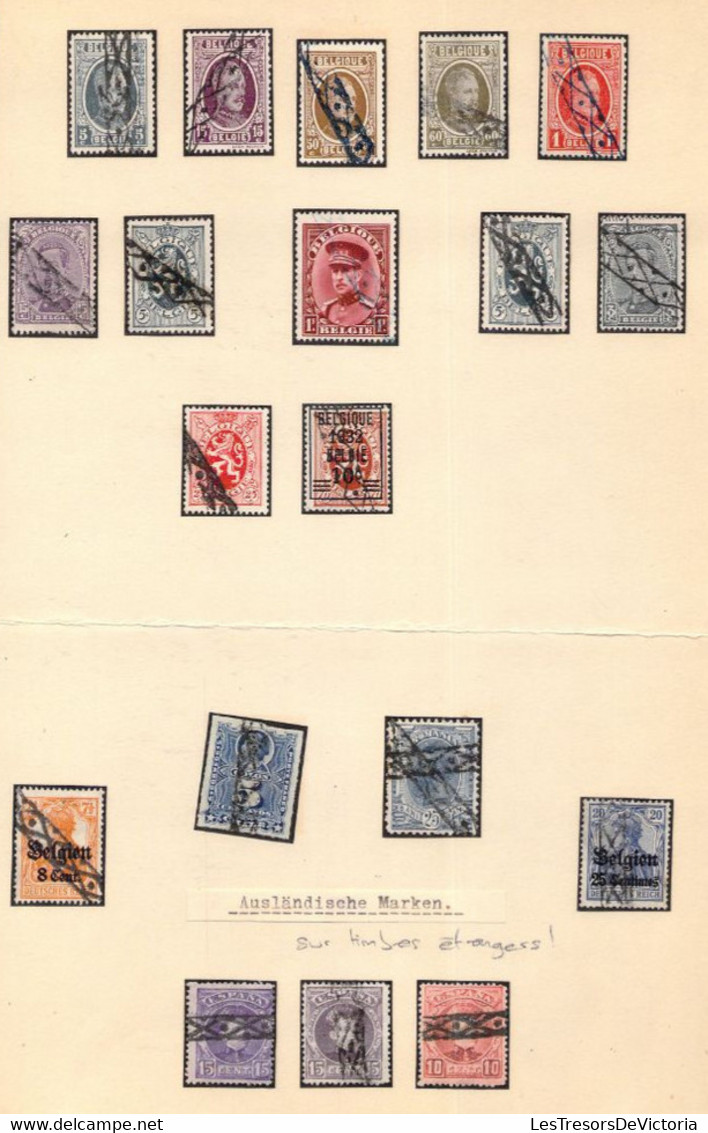 Lot Collection Timbres Belges Et étrangers Avec Annulation Roulette Et Roulette Spéciale Sur 2 Timbres + 2 Perforés - - Collections