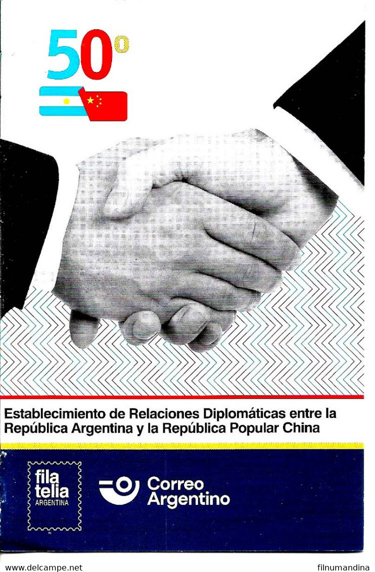 #75098  ARGENTINA  2022 CHINA DIPLOMATIC RELATIONS ANIVERSARY MOUNTAINS POST OFFICIAL BROCHURE - Neufs