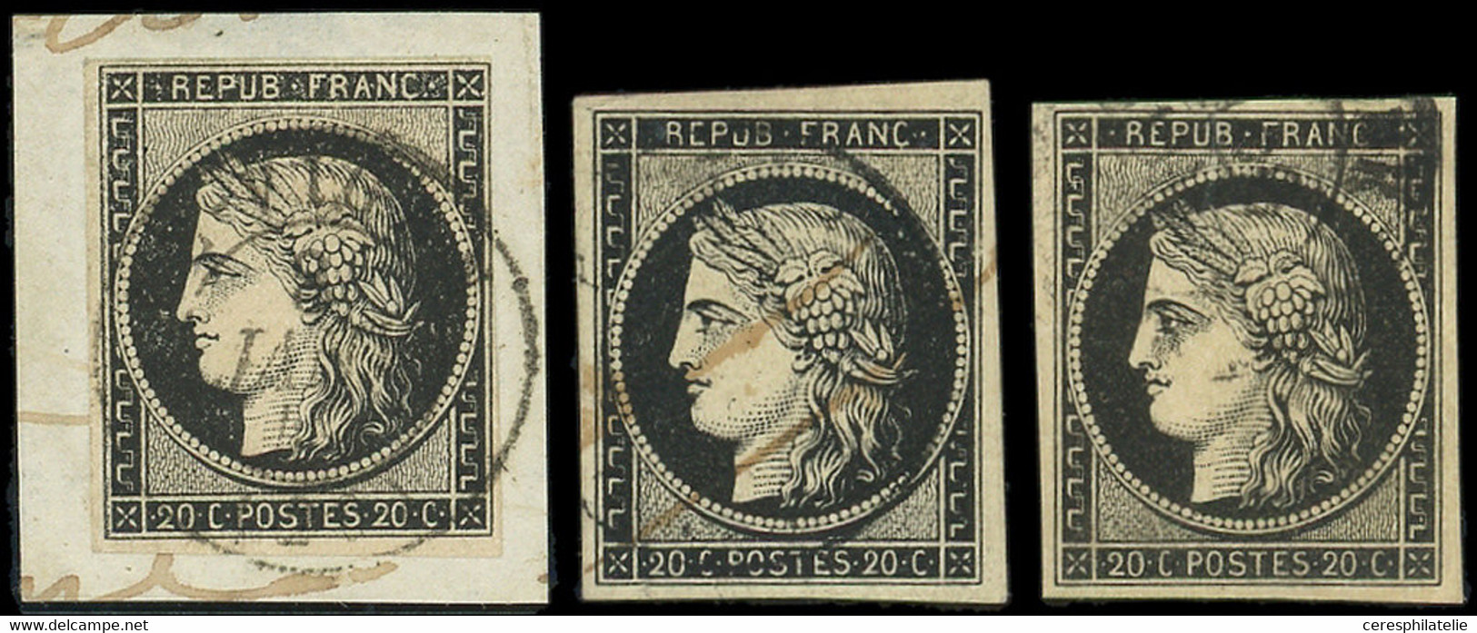 EMISSION DE 1849 - 3    20c. Noir Sur Jaune (3) Obl. Càd De Janvier 1849, TB - 1849-1850 Ceres