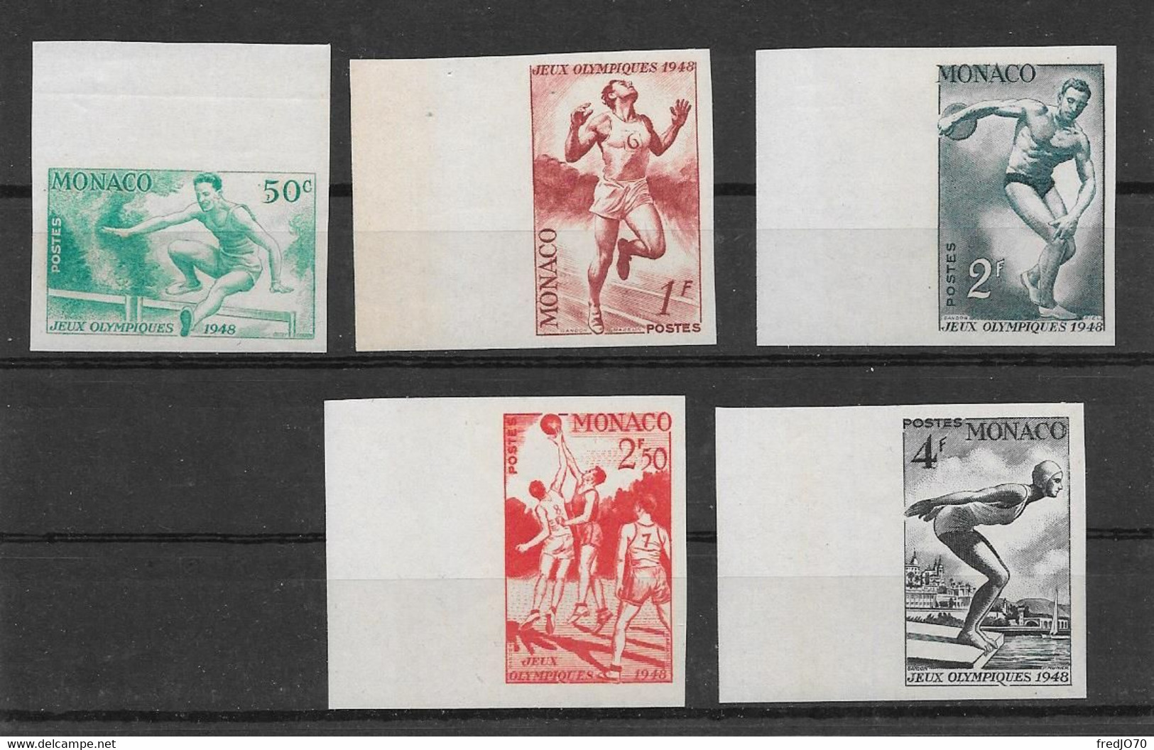 Monaco Série Timbres Poste Non Dentelé Imperf ND JO 48 ** - Summer 1948: London