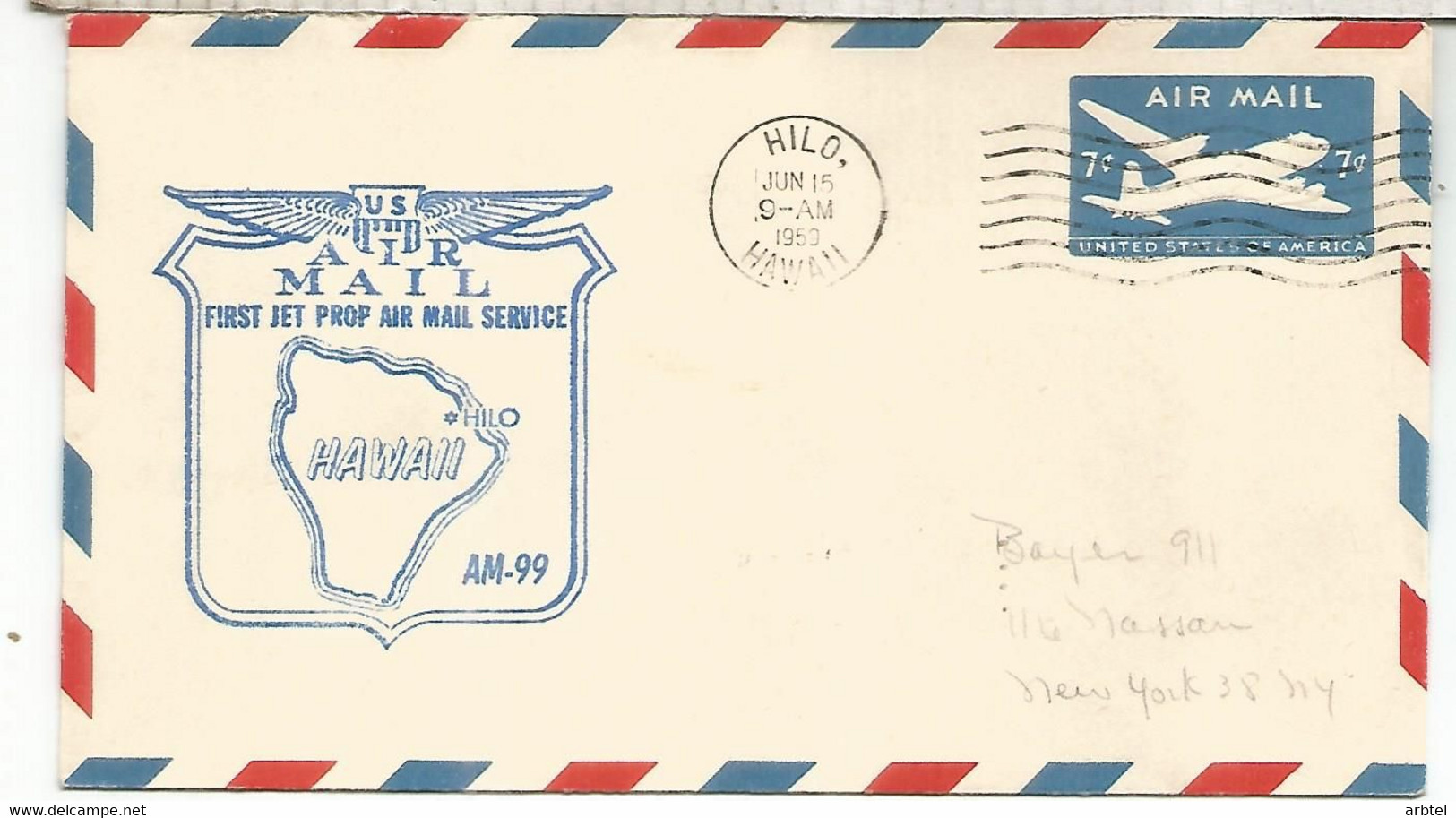 ESTADOS UNIDOS USA CC PRIMER VUELO REACTOR JET 1959 AM 99 HAWAI HILO - 2b. 1941-1960 Ongebruikt