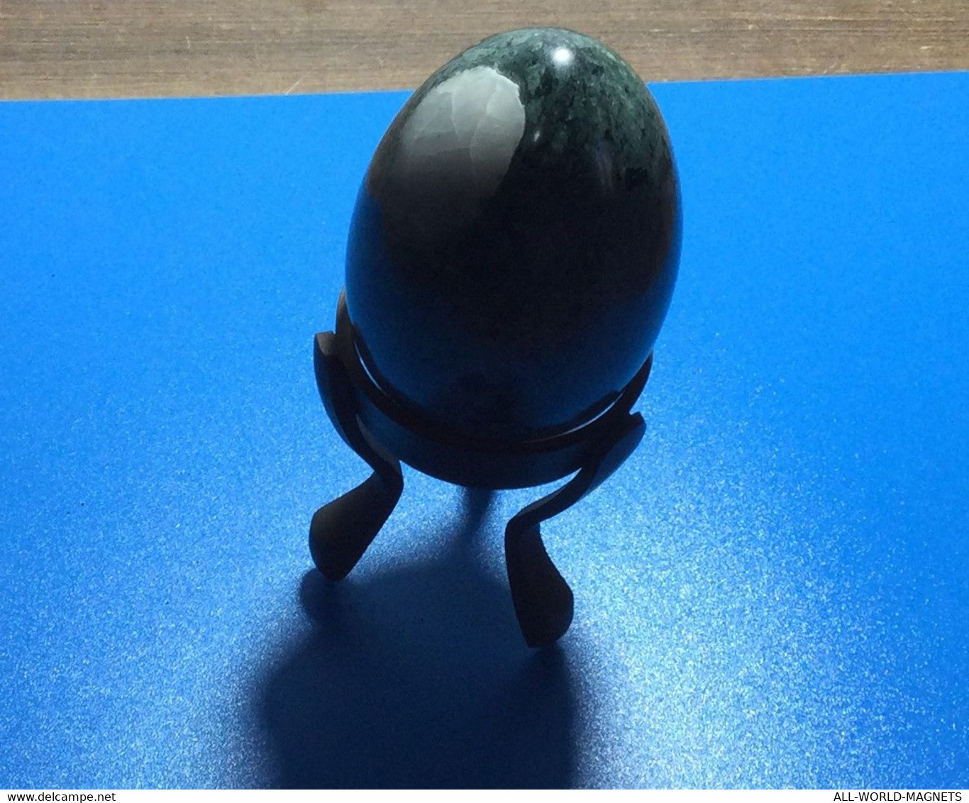 Vintage Decorative Heavy Stone Green Egg with stand, 250 g, from Italy