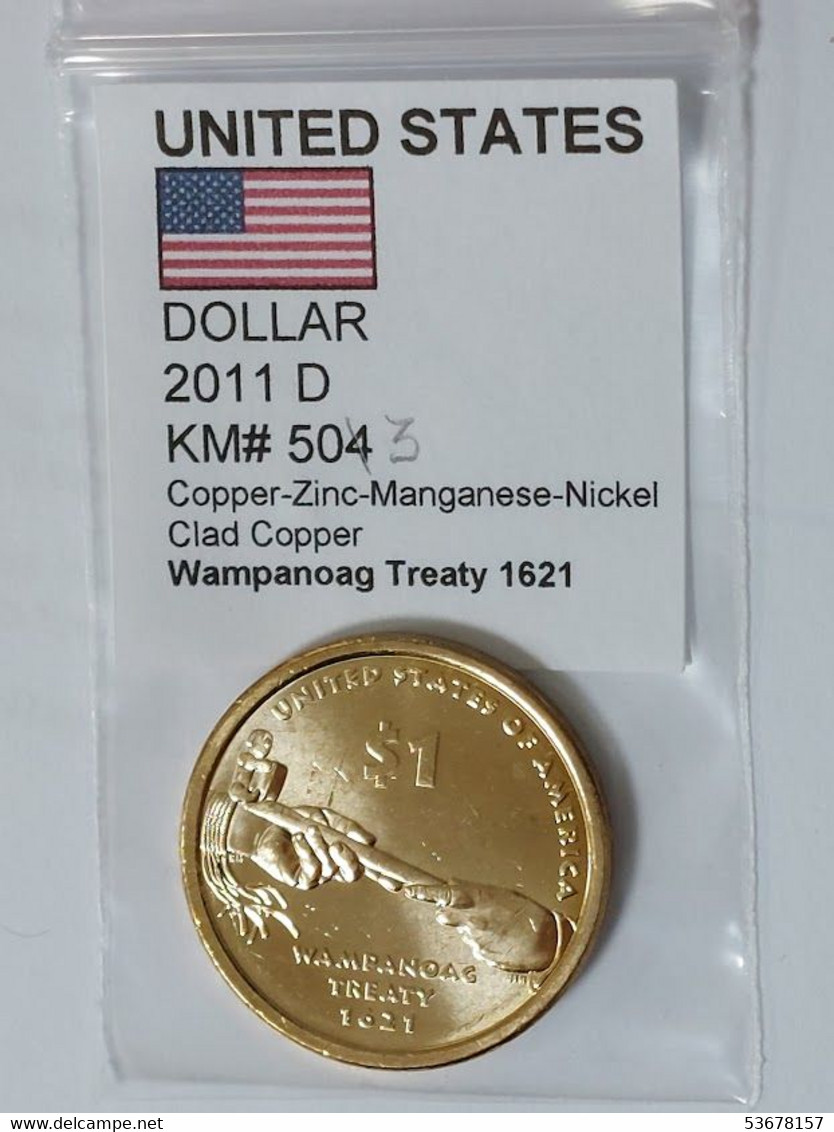 USA - 1 Dollar, 2011D, Wampanoag Treaty, KM# 503 - Non Classés