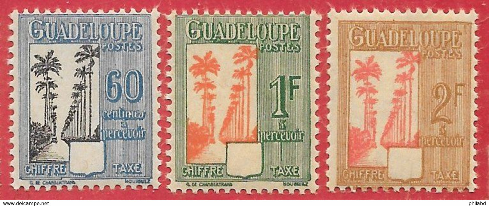 Guadeloupe Taxe N°38 à/to 40 1944 ** - Unused Stamps