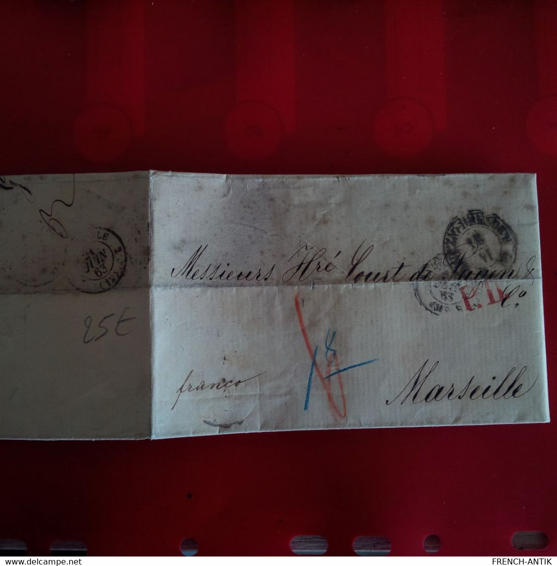 LETTRE DRESDE POUR MARSEILLE CACHET ROUGE P.D 1863 - Prefilatelia