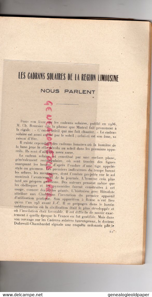 87- LIMOGES- CADRANS SOLAIRES ET LEURS SENTENCES- RUE CONSULAT -TEMPLE--ERNEST VINCENT-1944-DELAGE PLAN FAYEN - Limousin
