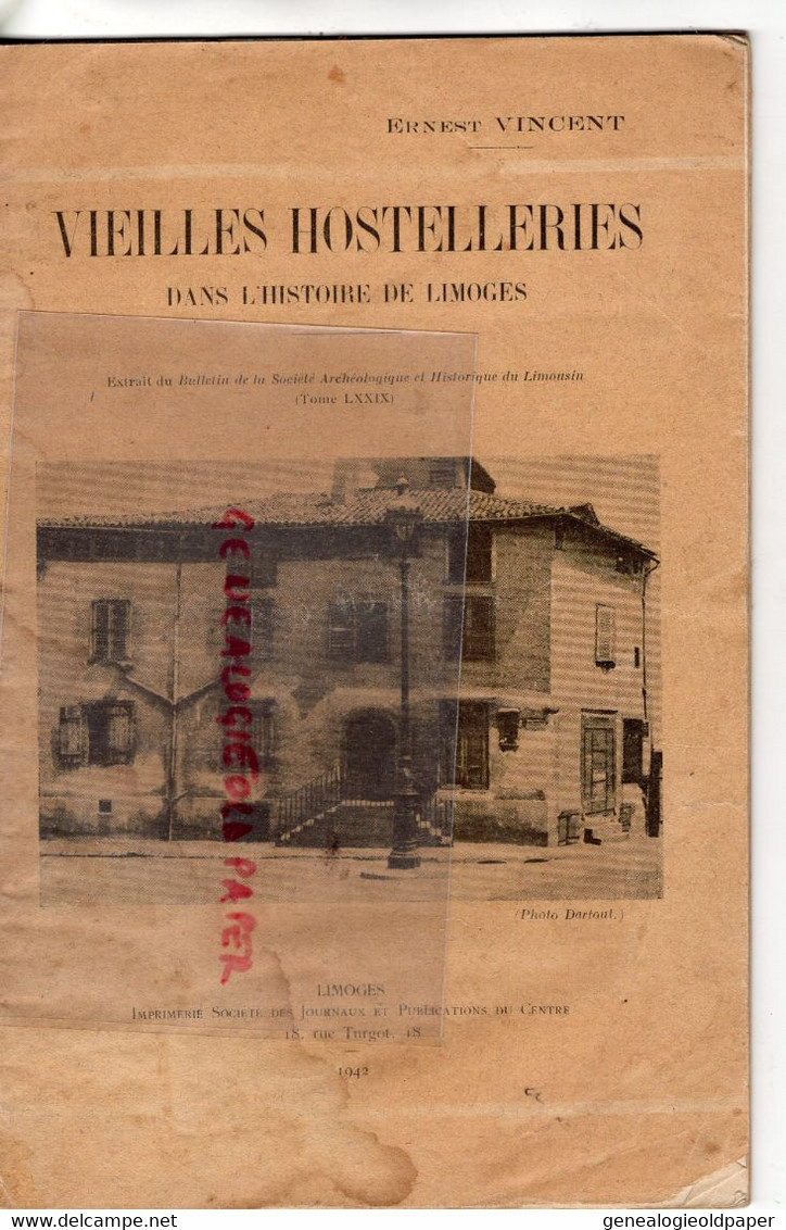 87- LIMOGES- VIEILLES HOSTELLERIES -AUBERGE- HOTELLERIE PONT SAINT MARTIAL-MONTJOVIS-ERNEST VINCENT 1942- - Limousin