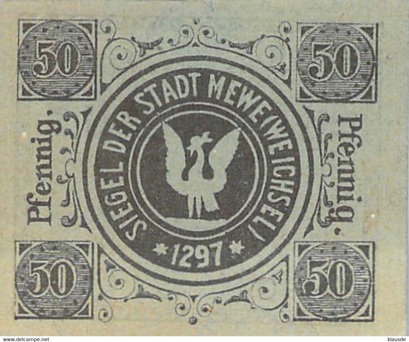 Mewe (Gniew) Westpr. Notgeld 10+15Pfg. UNC - 1° Guerre Mondiale