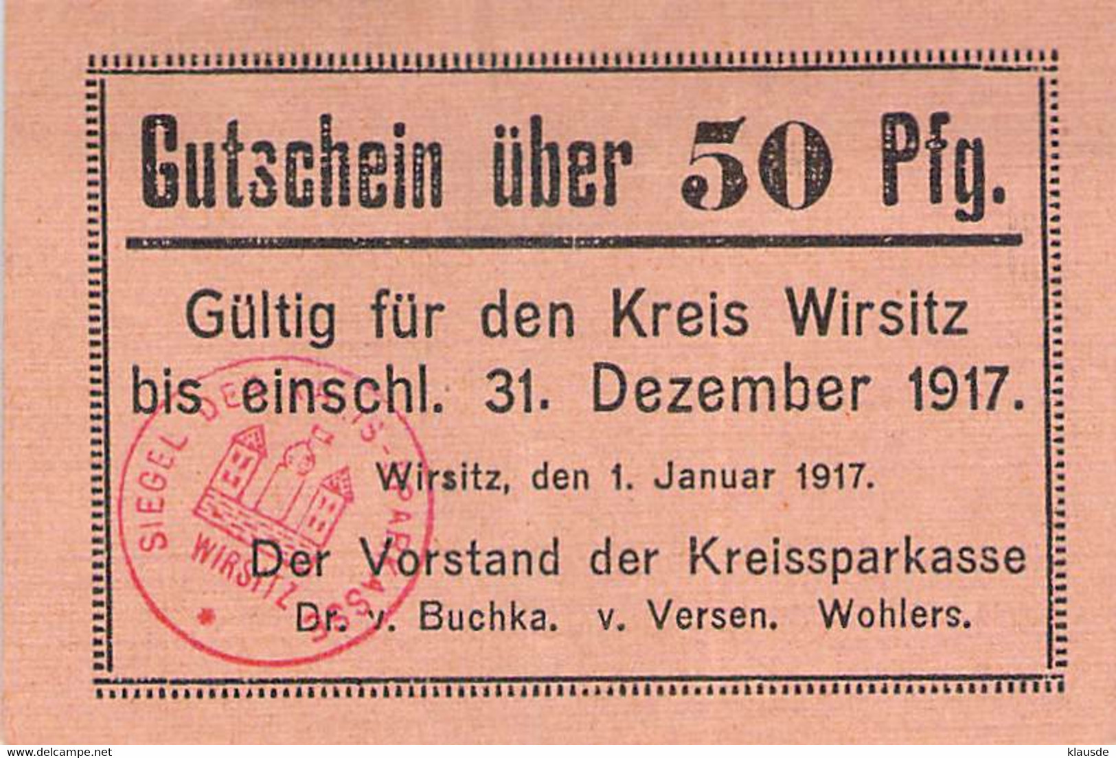 Wirsitz Posen 4  Notgeldschein 1917 UNC 3x Gefaltet 1x - Primera Guerra Mundial