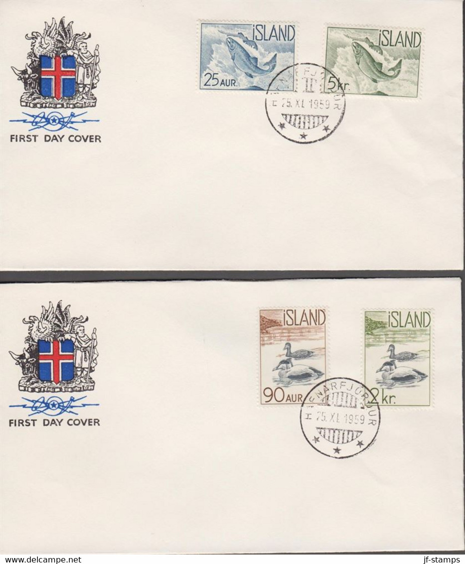 1959. ISLAND. FAUNA Set On FDC HAFNARFJÖRDUR 25. XI. 1959. Unusual With FDC Outside Reykj... (Michel 335-338) - JF518929 - Lettres & Documents