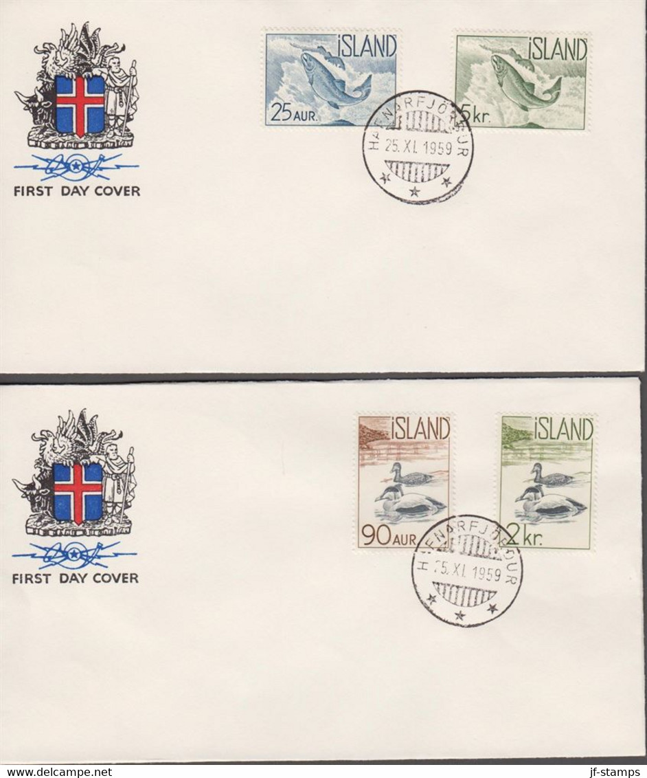 1959. ISLAND. FAUNA Set On FDC HAFNARFJÖRDUR 25. XI. 1959. Unusual With FDC Outside Reykj... (Michel 335-338) - JF518930 - Brieven En Documenten