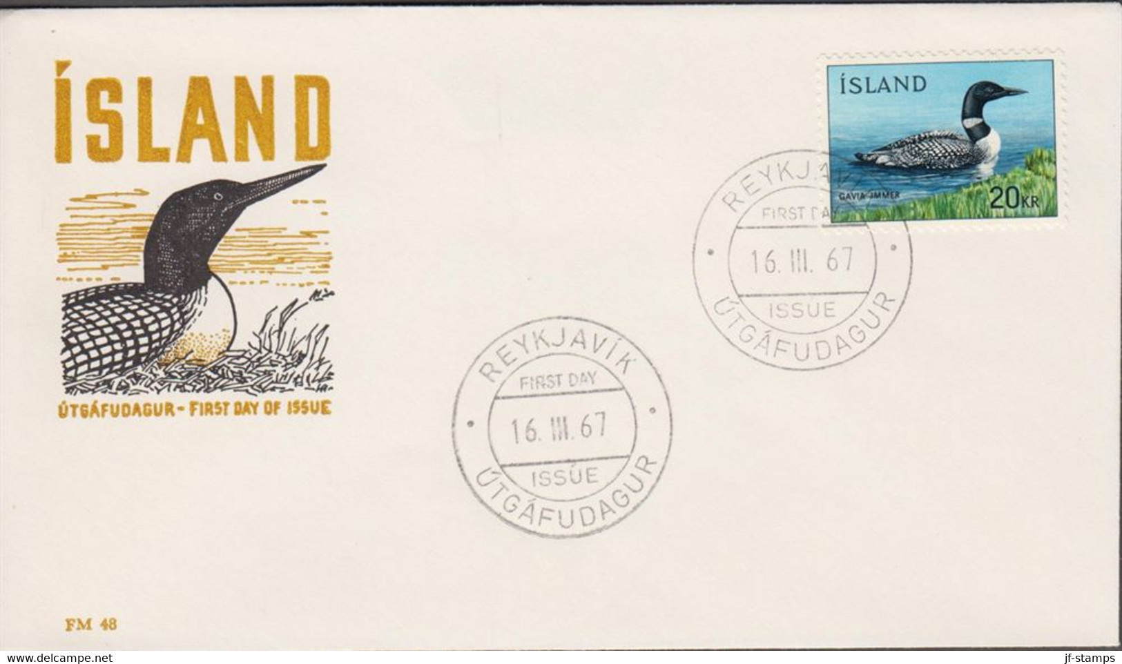 1967. ISLAND. FAUNA 20 KR On FDC. (Michel 408) - JF518948 - Briefe U. Dokumente