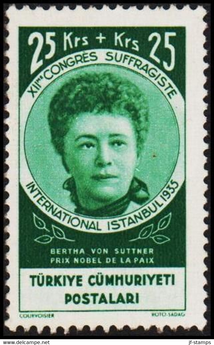 1935. TÜRKIYE XIIme CONGRES SUFFRAGISTE INTERNATIONAL ISTANBUL 1935. Womens Congress. 25 Krs ... (Michel 996) - JF519111 - Unused Stamps