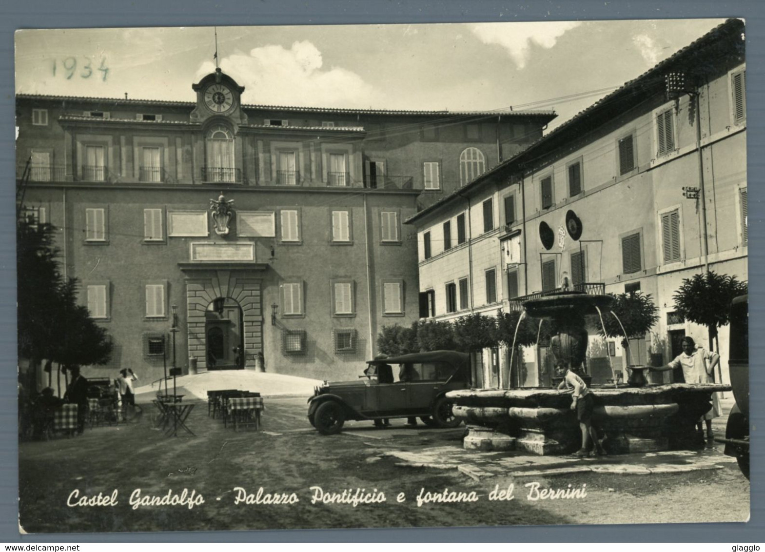 °°° Cartolina - Castel Gandolfo Palazzo Pontificio E Fontana - Carta Incollata Viaggiata °°° - Velletri