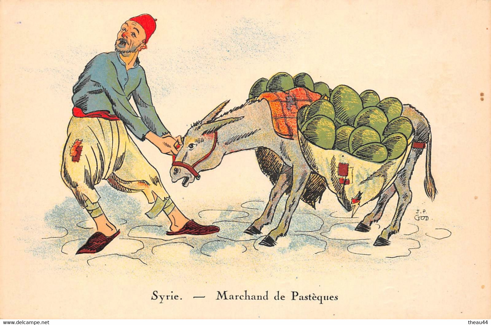 ¤¤   -   SYRIE   -  Illustrateur " J.P. GOD "  -   Marchand De Pastèques      -   Petits Métiers     -   ¤¤ - Siria