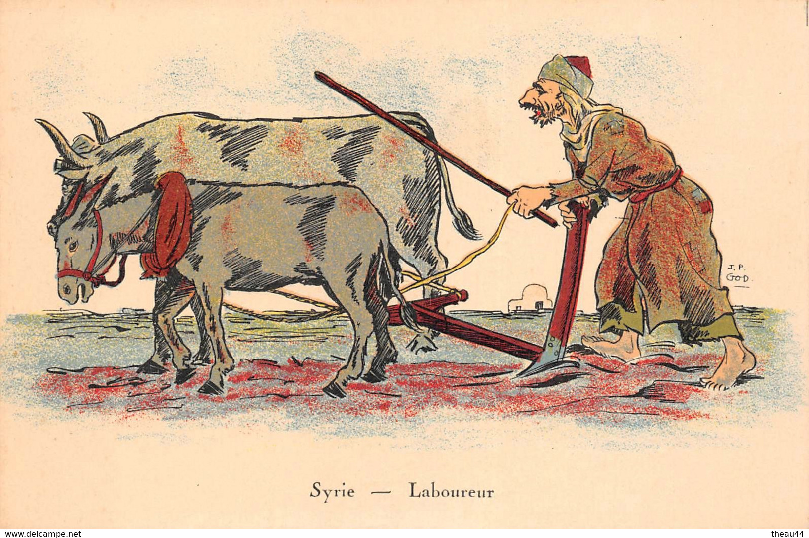 ¤¤   -   SYRIE   -  Illustrateur " J.P. GOD "  -   Le Laboureur   -   Petits Métiers     -   ¤¤ - Syrie