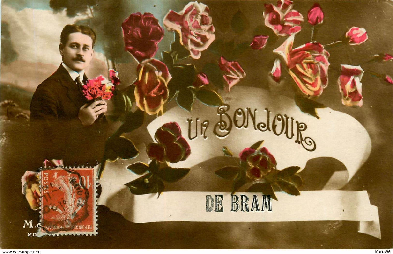 Bram * Carte Photo * Souvenir Et Bonjour De La Commune - Bram