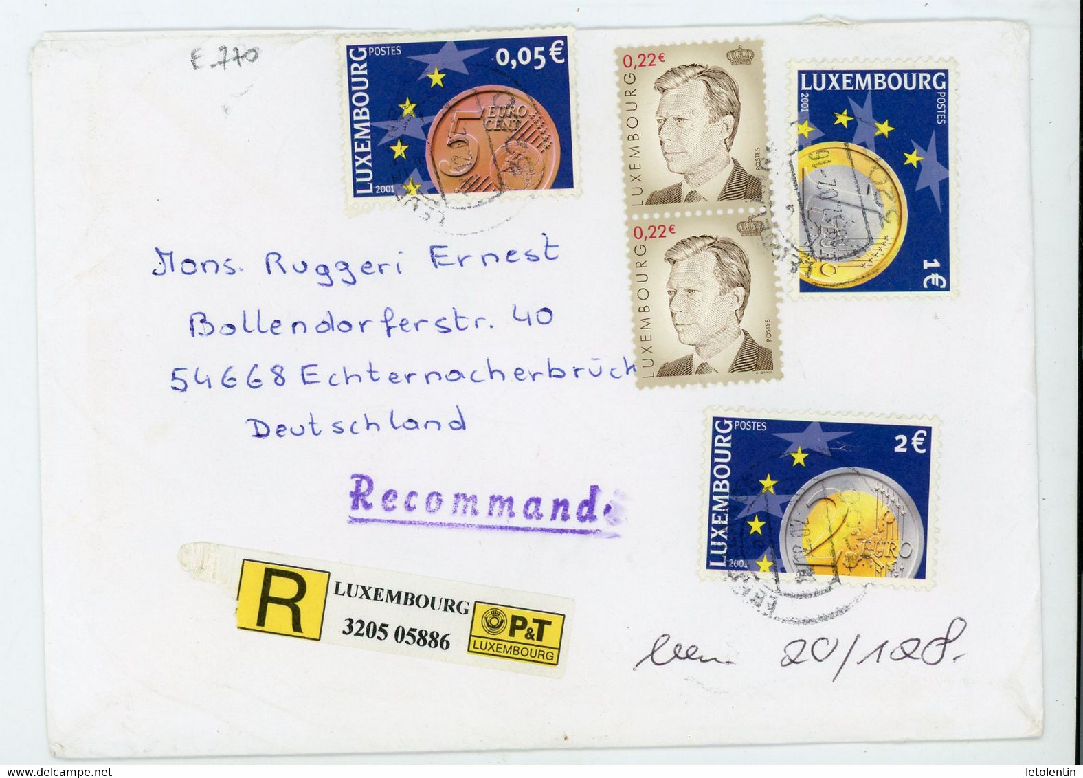 LUXEMBOURG : - TIMBRES N°Yt ?  Obli. SUR LETTRE LR - Storia Postale