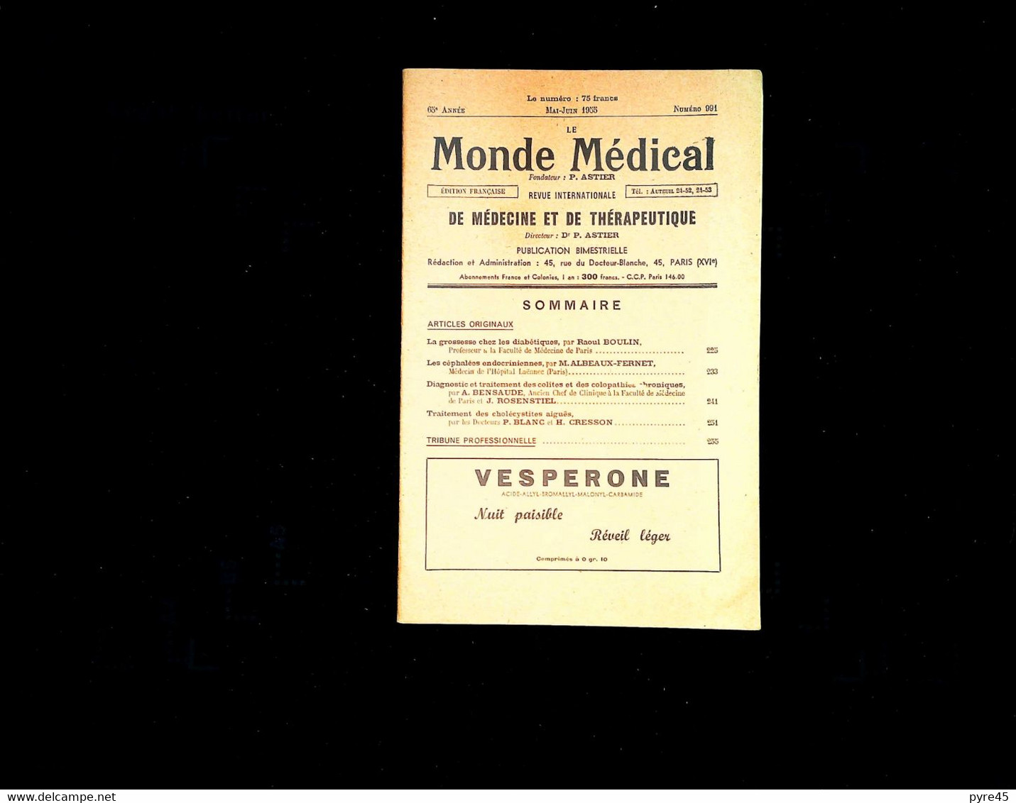 Revue " Le Monde Médical " N° 991, 1955 - Medizin & Gesundheit