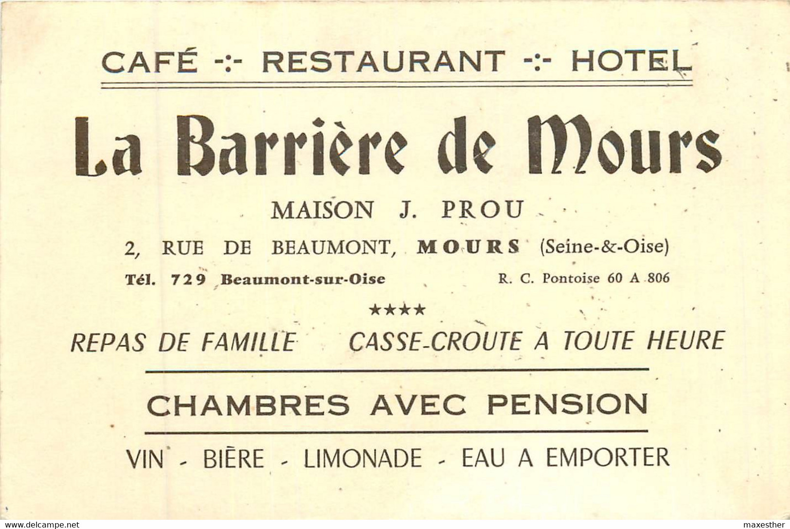 MOURS "La Barrière De Mours" Café Restaurant - PUB 12 X 8 - Mours