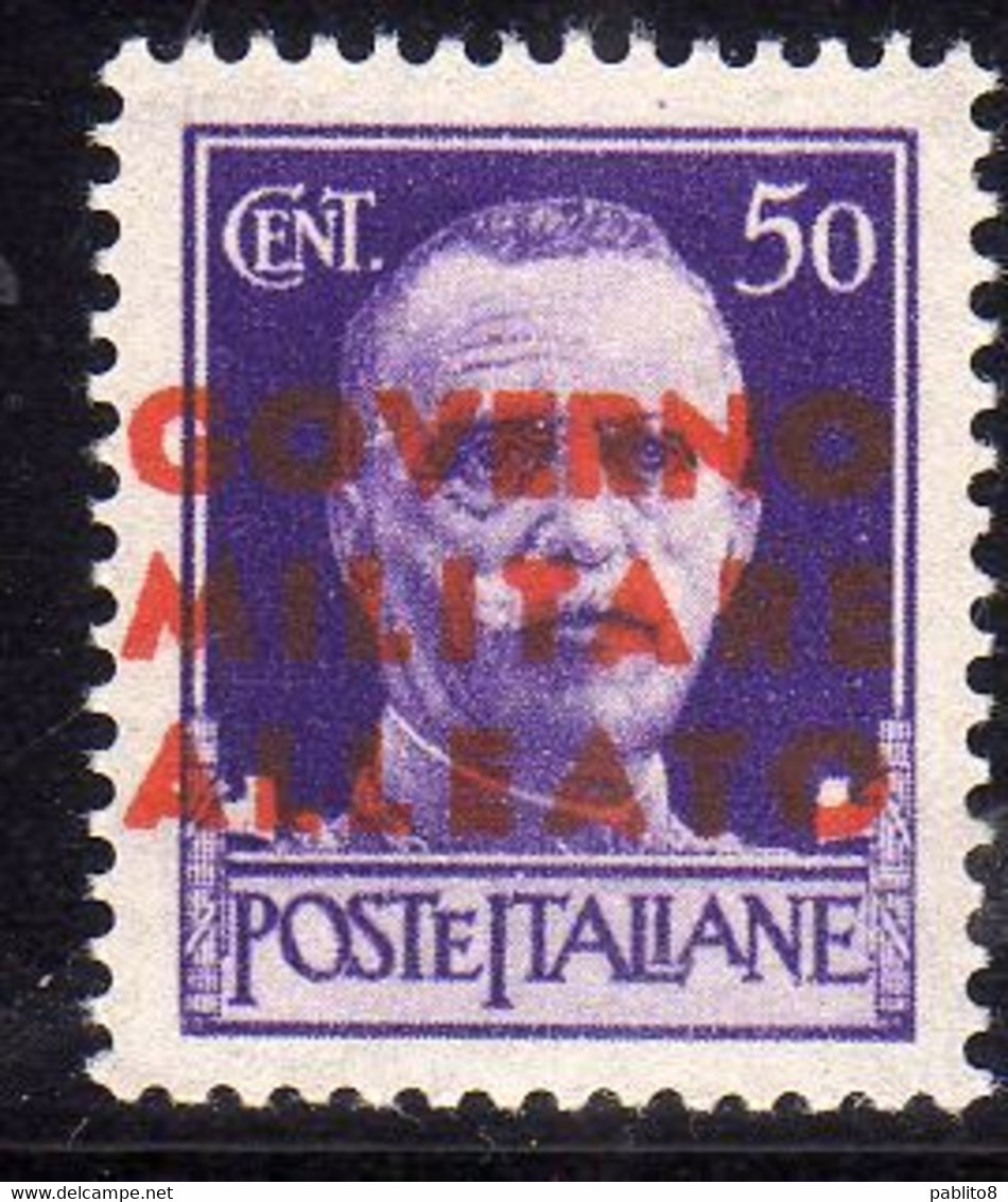 OCCUPAZIONE ANGLO-AMERICANA NAPOLI 1943 SOPRASTAMPATO D'ITALIA ITALY OVERPRINTED CENT. 50c MNH - Occup. Anglo-americana: Napoli