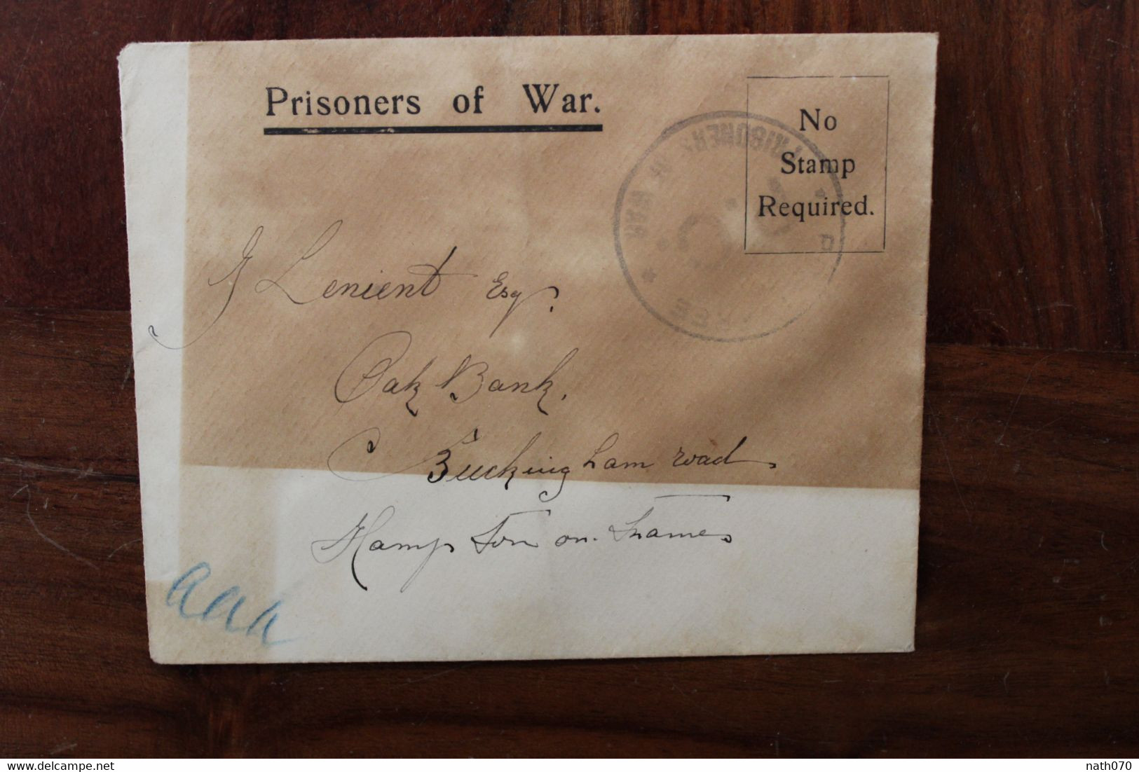 1915 Isle Of Man Hampton Cover Ww1 Wk1 British Army Pow KG Prisoner Of War - Brieven En Documenten