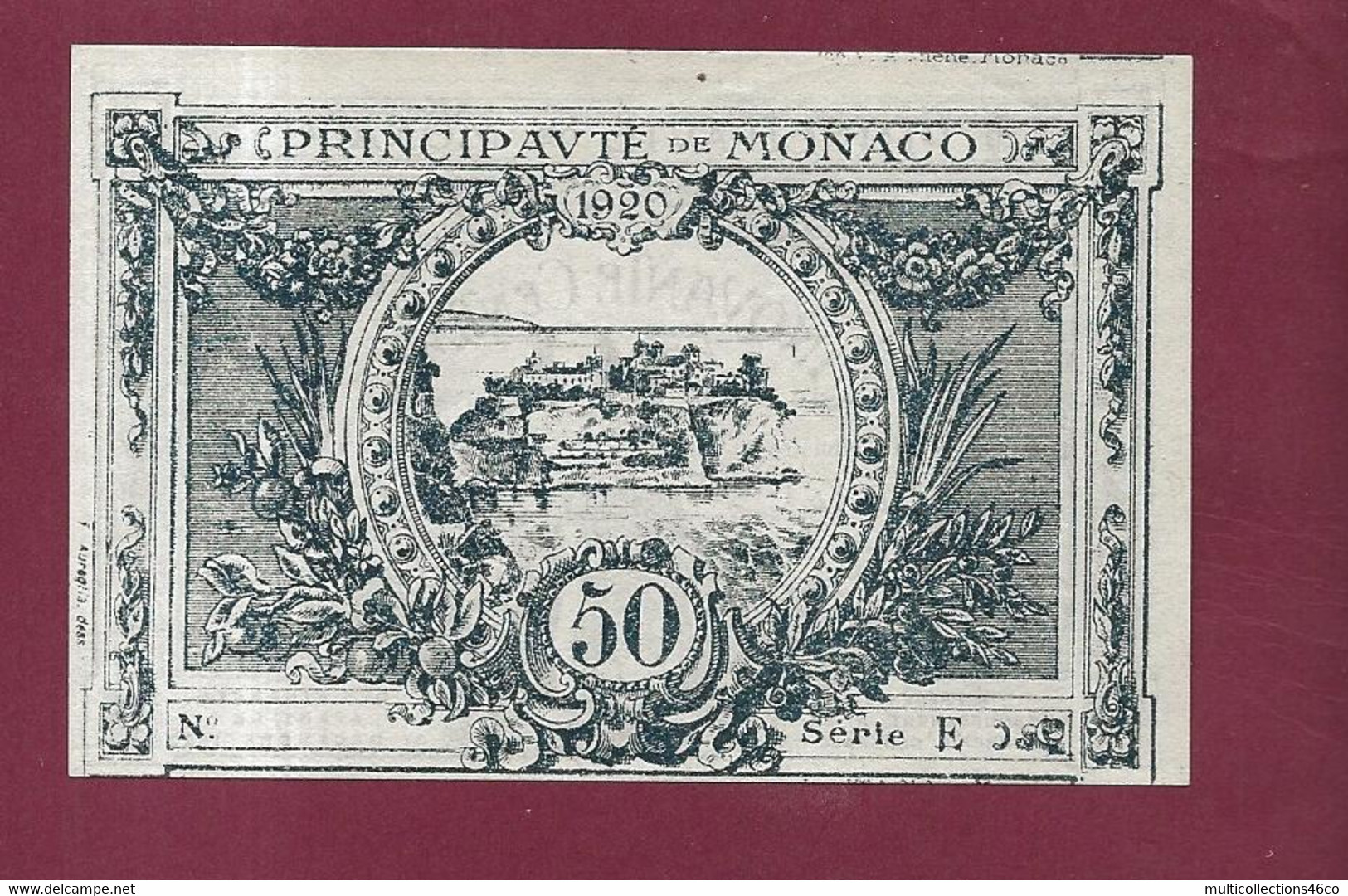 150422 - Billet PRINCIPAUTE DE MONACO 50 CINQUANTE CENTIMES 1920 Sans N° Série E - Neuf - Monaco