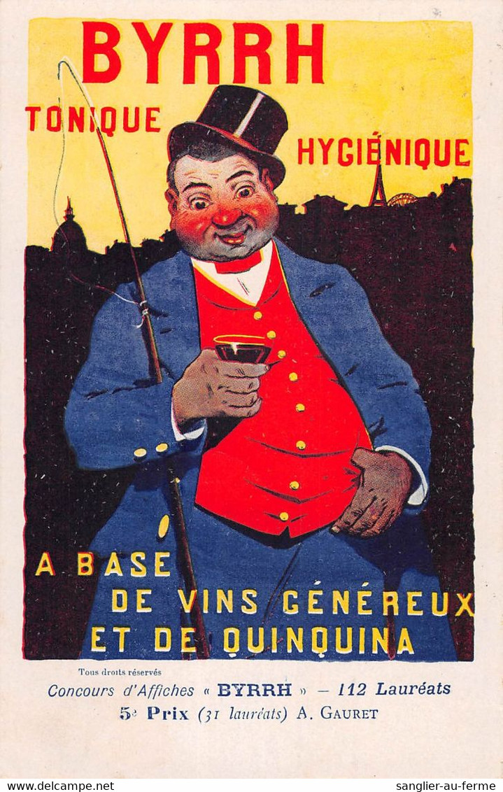 CPA CONCOURS D'AFFICHES BYRRH ILLUSTRATEUR ART NOUVEAU A GAURET (au Verso Signature BARDOU JOB) DEP 66 CATALAN - Sonstige & Ohne Zuordnung