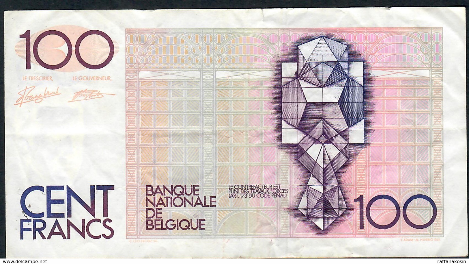 BELGIUM P142 100 FRANCS  1982     F-VF - 100 Franchi