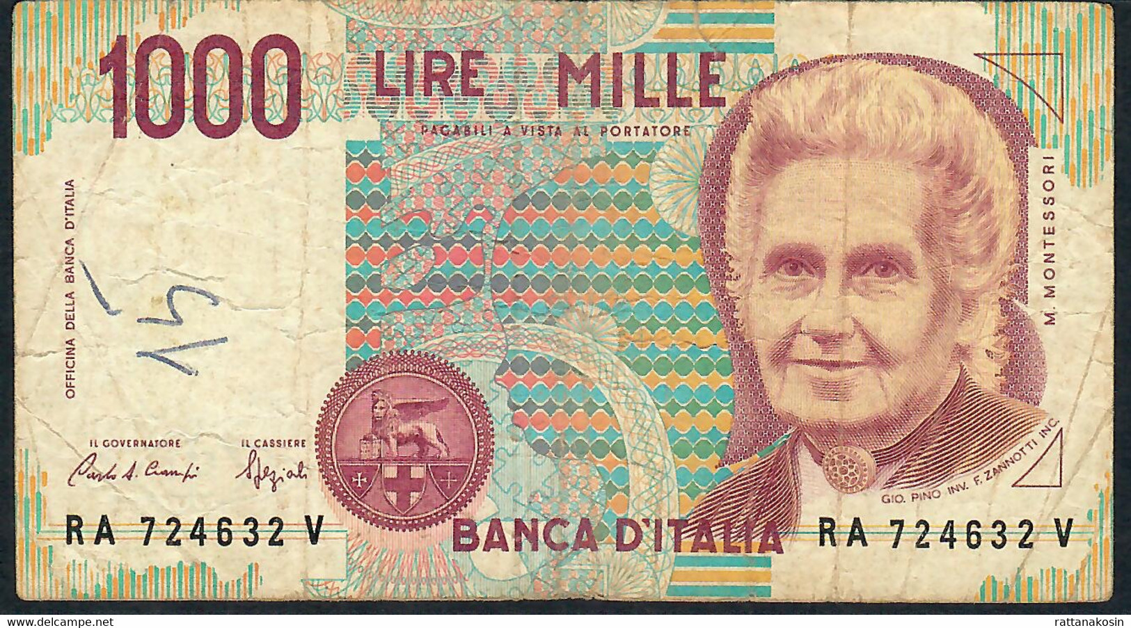 ITALY P114a 1000 LIRE 1990  #RA     FINE - 1000 Liras