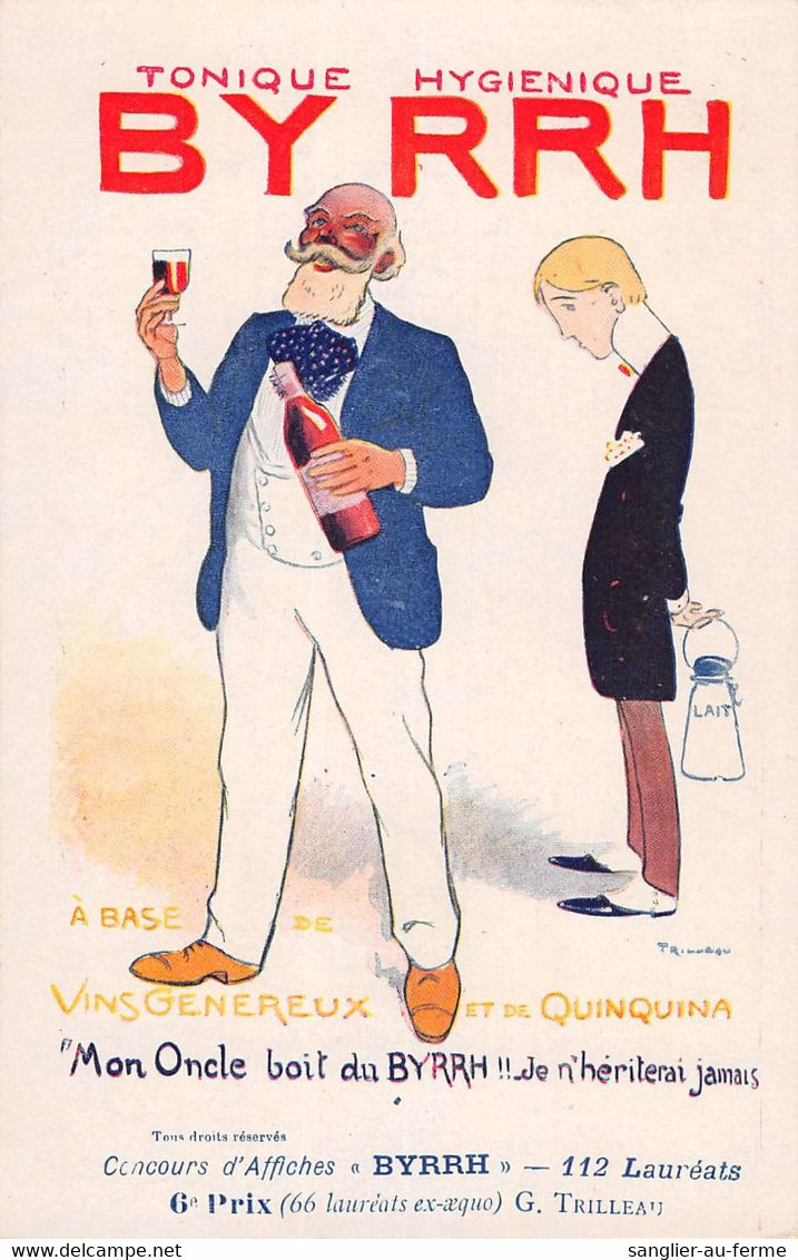 CPA CONCOURS D'AFFICHES BYRRH ILLUSTRATEUR ART NOUVEAU J.TRILLEAU (au Verso Signature BARDOU JOB) DEP 66 CATALAN - Autres & Non Classés