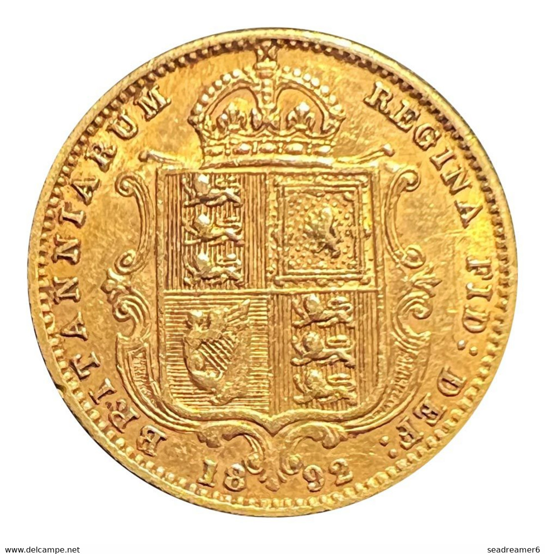 Pièce D'or - Victoria - 1/2 Demi Souverain Or - 1892 Londres - 1/2 Sovereign