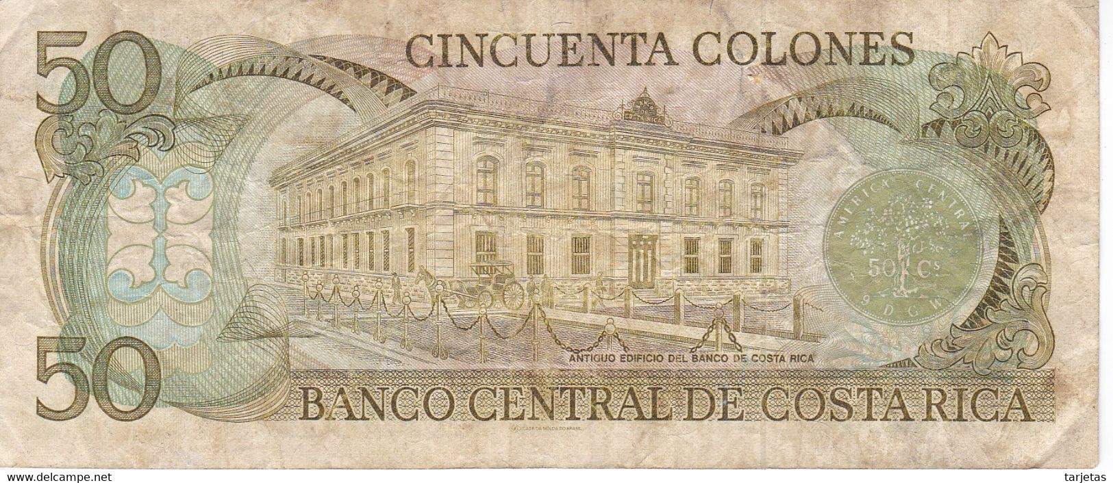 BILLETE DE COSTA RICA DE 50 COLONES DEL AÑO 1988 (BANKNOTE) - Costa Rica
