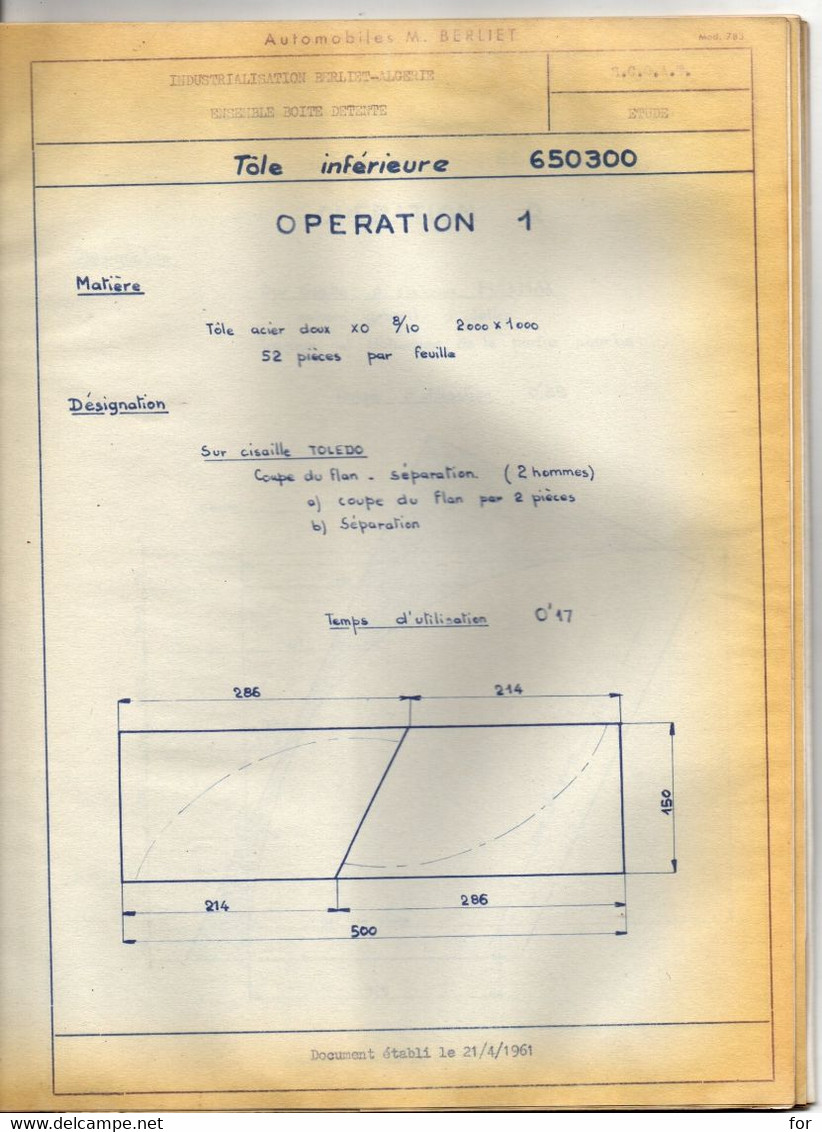 Plans Techniques : BERLIET : Industrialisation Berliet Algérie : Boite De Détente - Gak - Gbk - Usinage : Documents Tech - Andere Plannen