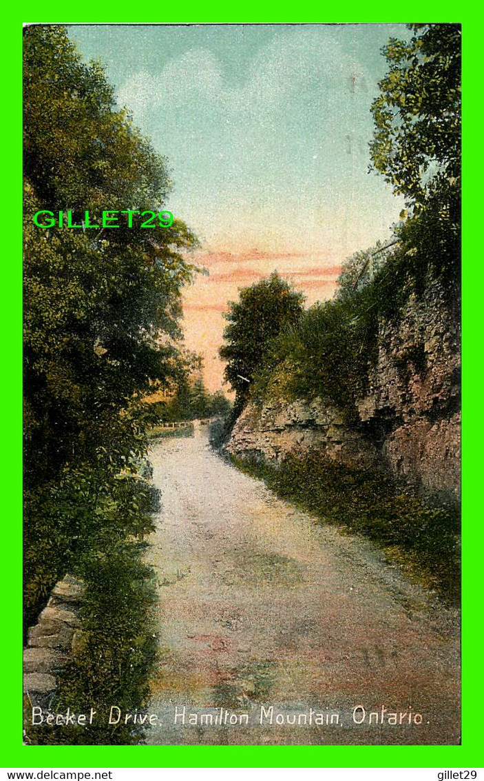 HAMILTON, ONTARIO - BECKET DRIVE, HAMILTON MOUNTAIN - TRAVEL IN 1908 - PUB. BY JOHN B. GAY - W. G. MACFARLANE, PUB. -= - Hamilton