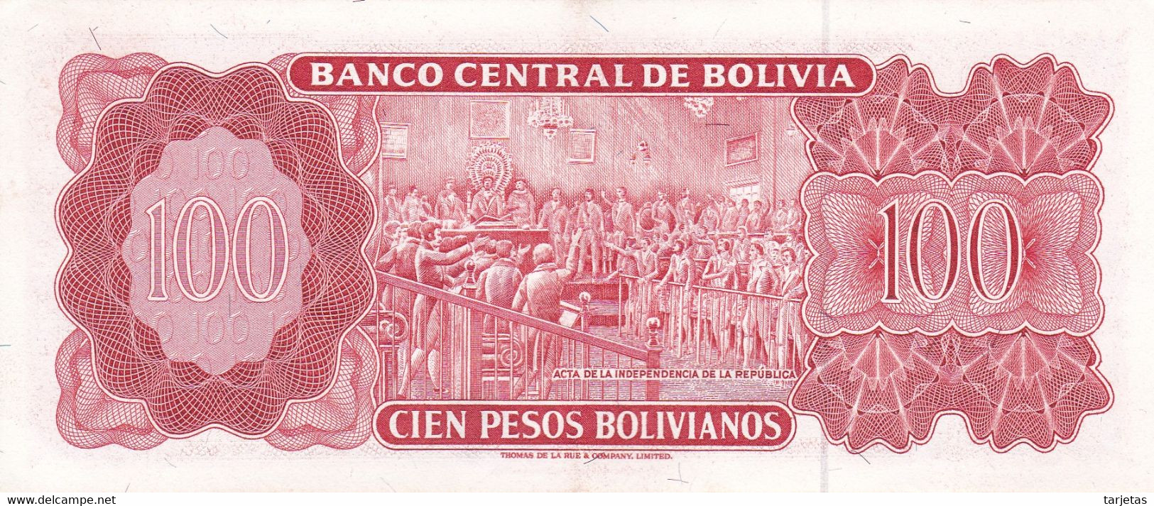 BILLETE DE BOLIVIA DE 100 BOLIVIANOS DEL AÑO 1962 NUMEROS ROJOS CALIDAD EBC (XF) (BANKNOTE) - Bolivia