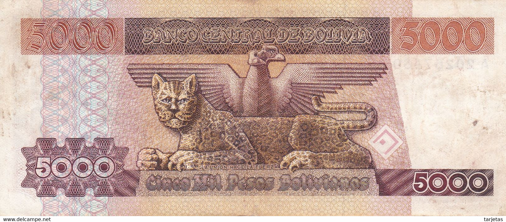 BILLETE DE BOLIVIA DE 5000 BOLIVIANOS DEL AÑO 1984 SERIE A (BANKNOTE) - Bolivie