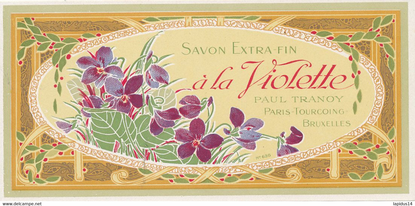 ETIQUETTE  SAVON   A La Violette  PAUL. TRANOY PARIS - Etichette