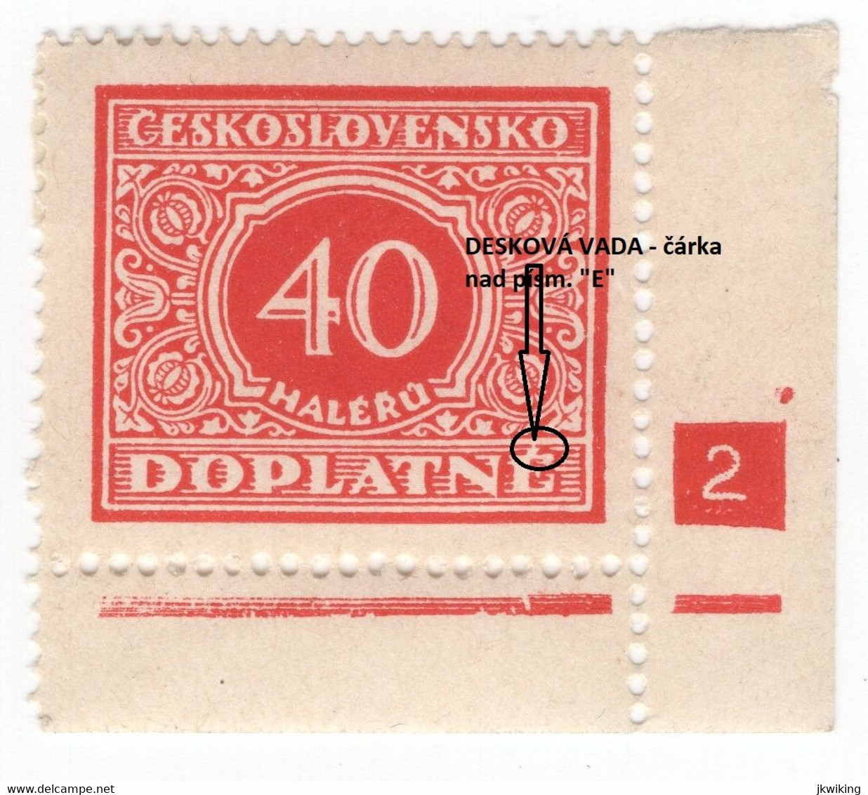 1928 - Postage Due Issue Final Edition - 40 Halls. - Board Number 2 - Board Defect - Quality * See Scan - Ungebraucht