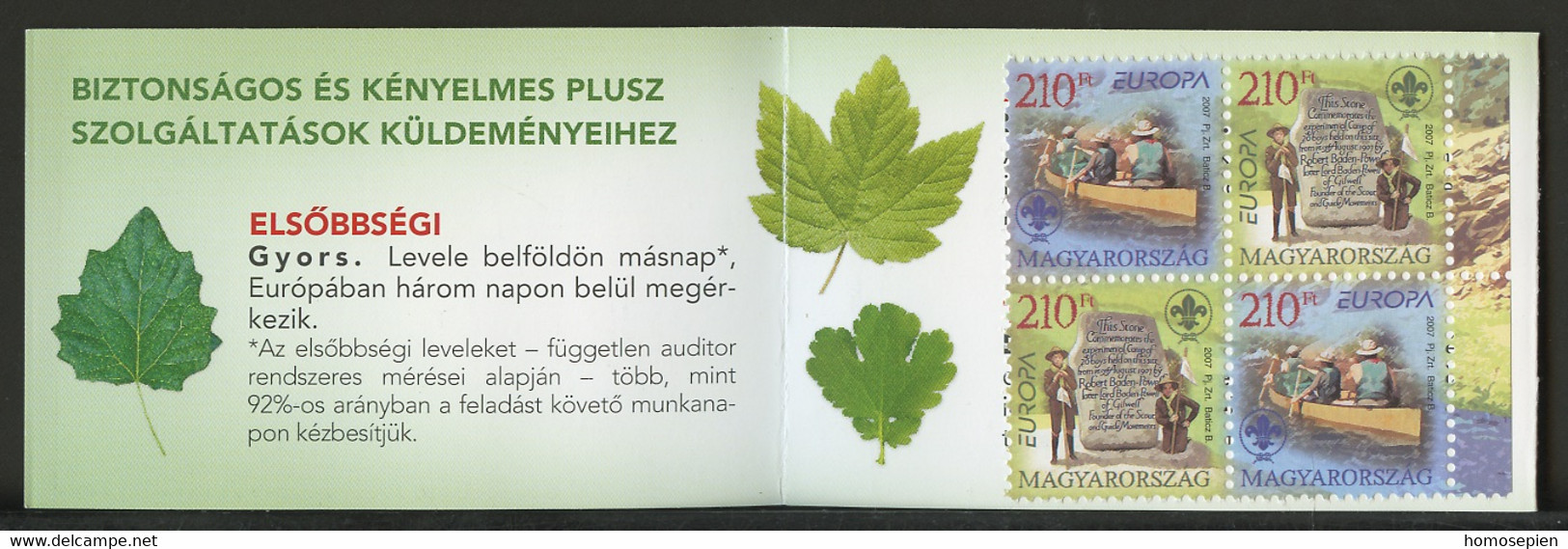 Hongrie - Hungary - Ungarn Carnet 2007 Y&T N°C(1 à 2) - Michel N°MH5186 à 5187 *** - EUROPA - Booklets