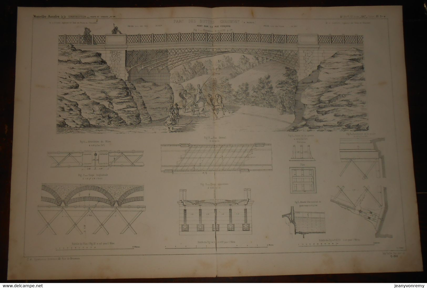 Plan De La Fondation Sur 47 Puits Maçonnés Exécutée à Madrid. 1867. - Travaux Publics