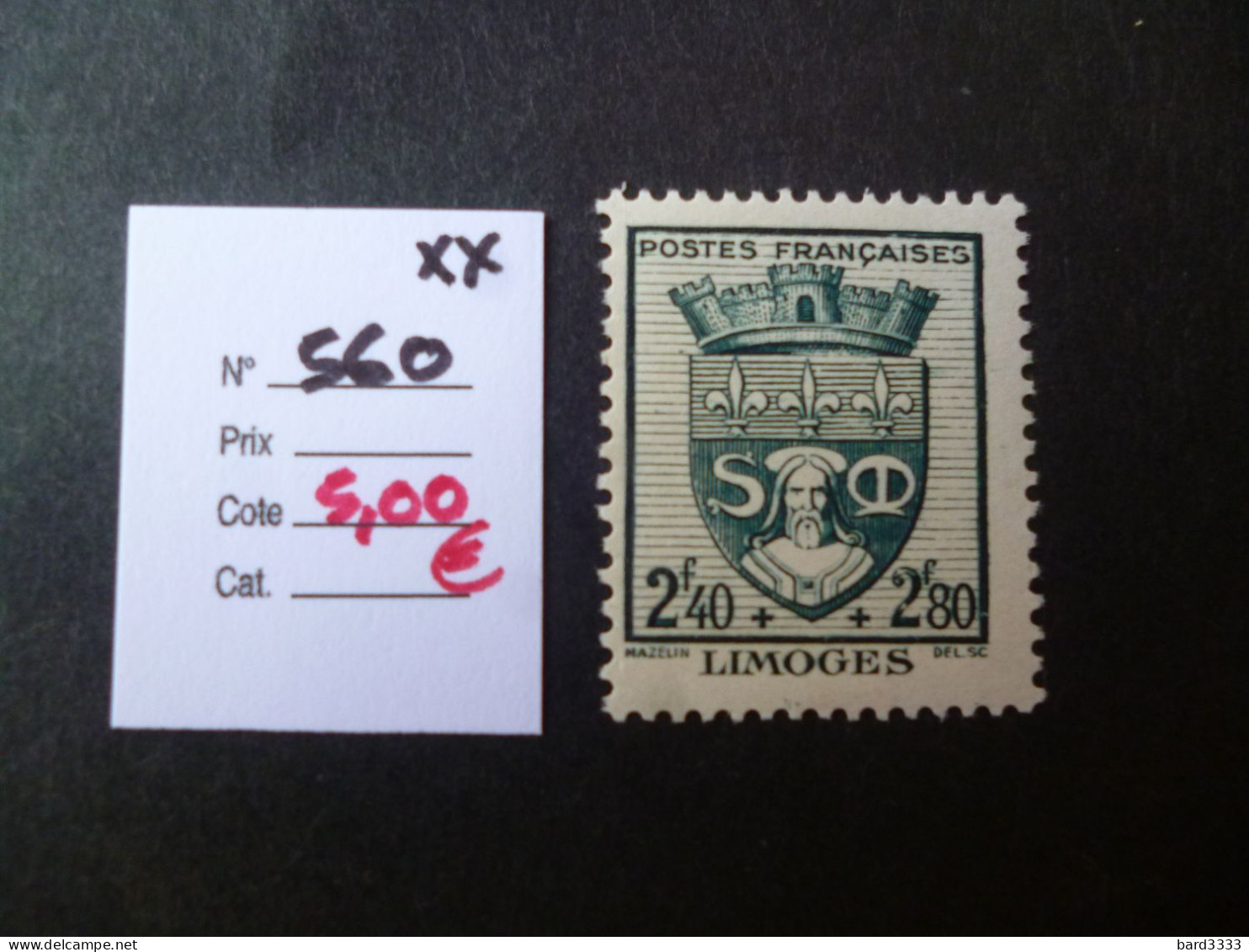 Timbre France Neuf ** 1942  N° 560 Cote 5,00 € - Neufs