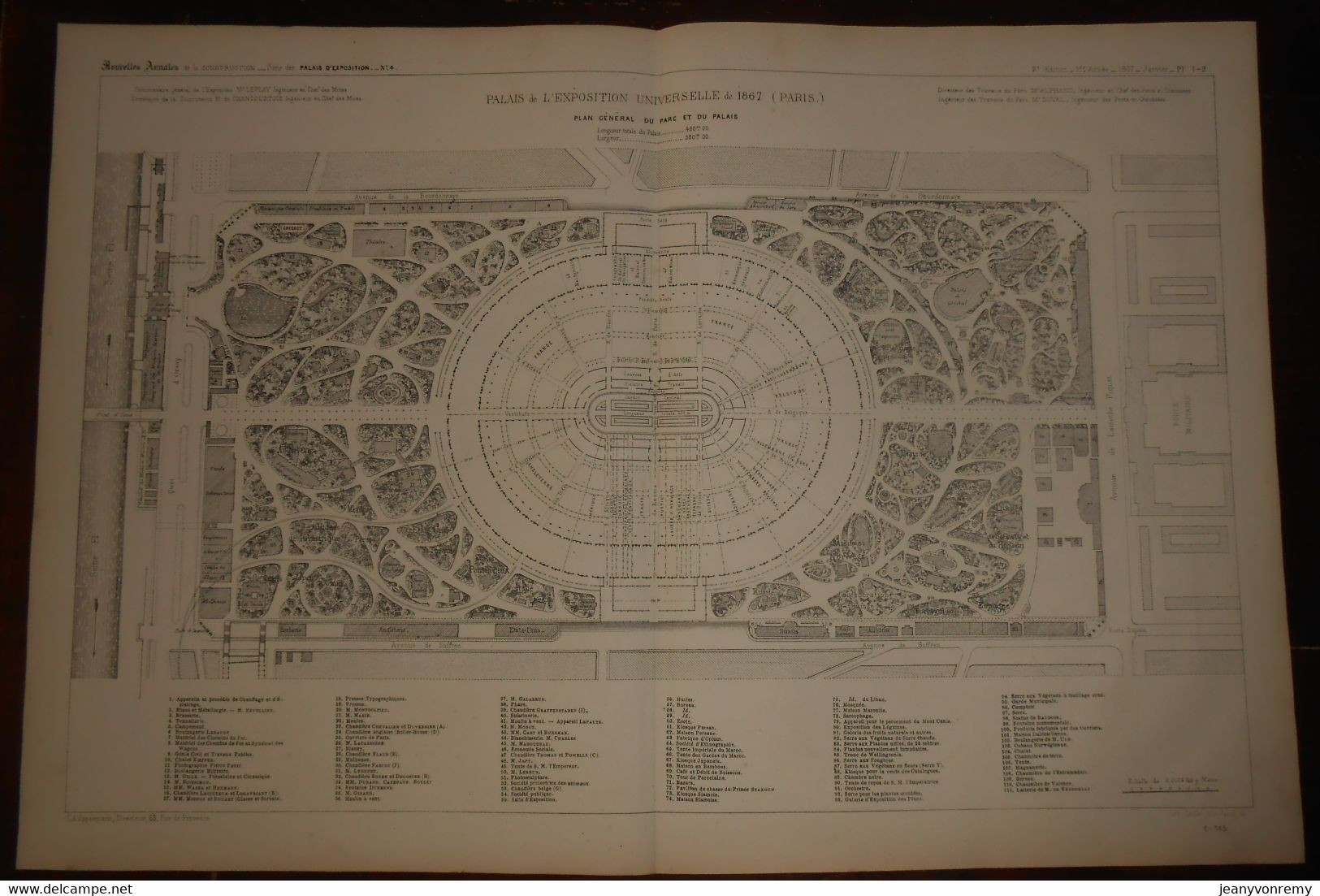 Plan Général Du Parc Et Du Palais. Exposition Universelle De 1867 à Paris. 1867. - Travaux Publics