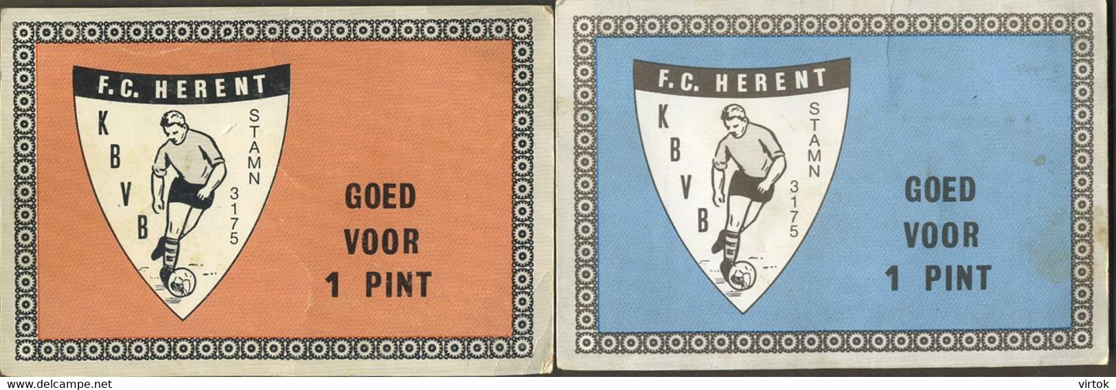 Herent : F.C. Herent ( Voetbal ( 2 Bonnetjes 11 X 7.5 Cm )  Football - Herent