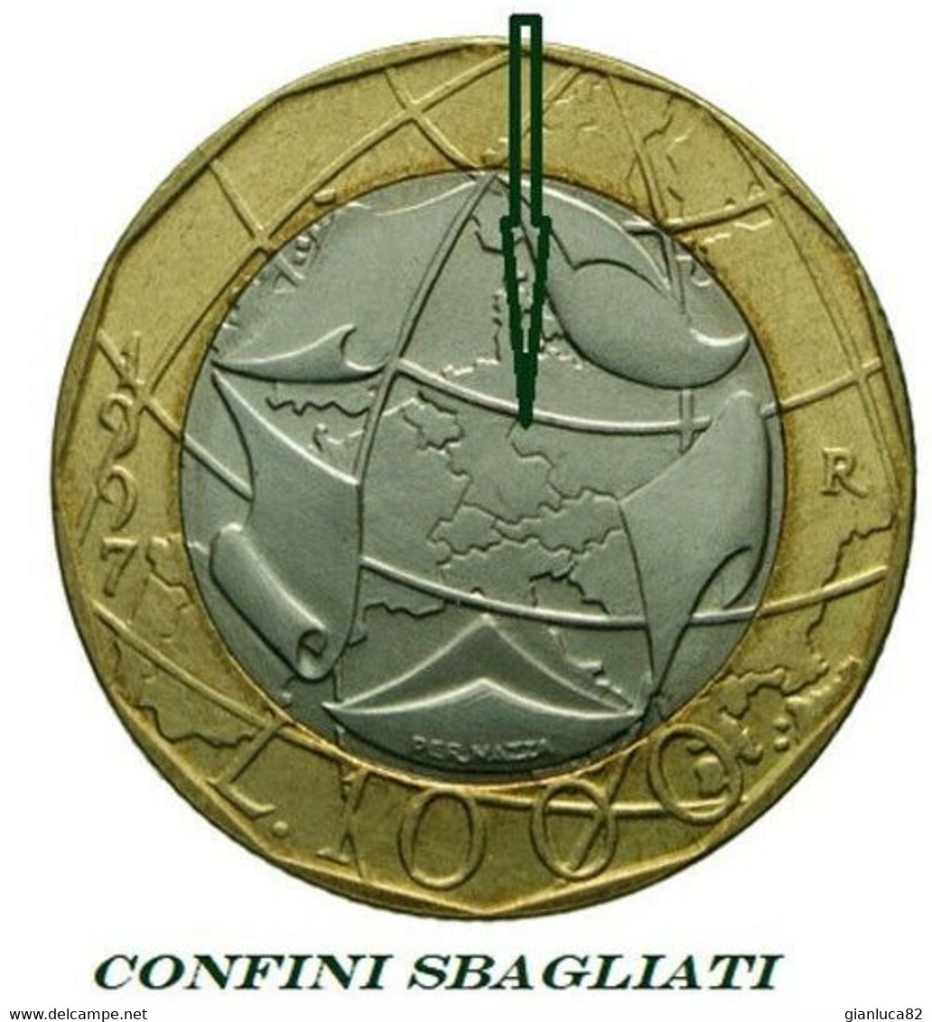 Moneta Lire 1000 Bimetallica Con Confini Germania Sbagliati 1997 FDC (Lir04) Come Da Foto - 1 000 Lire