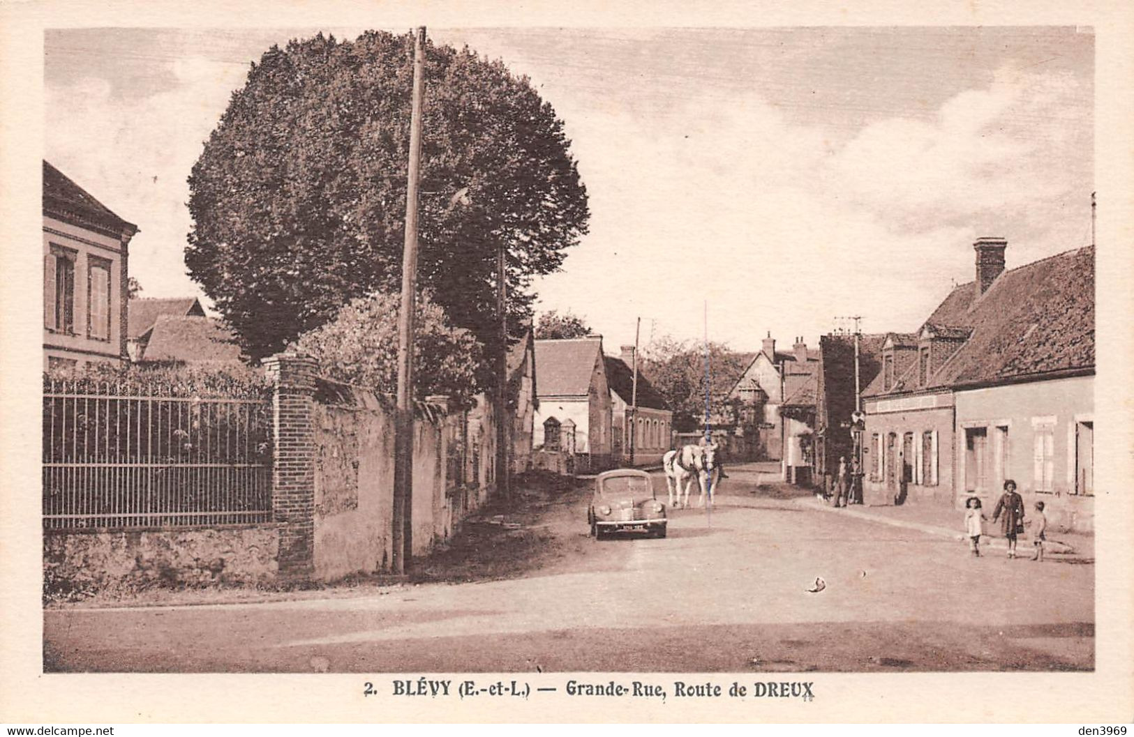 BLEVY (Eure Et Loir) - Grande Rue, Route De Dreux - Automobile, Chevaux - Blévy