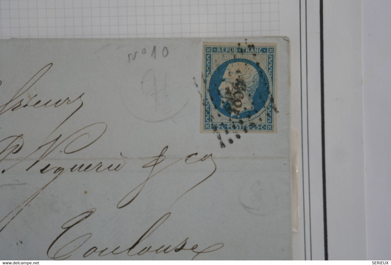 AU2 FRANCE BELLE  LETTRE SIGNEE 1854 LE MANS POUR TOULOUSE   +PC SUR  N°10 BELLE MARGES+ + AFFRANC. INTERESSANT - 1852 Louis-Napoleon