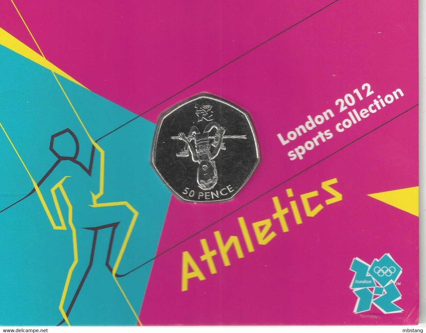 GRAN BRETAÑA  50 Pence  50p 2011 2012 Olympic Series BU On Royal Mint Cards (B1)  ATHLETICS - 50 Pence